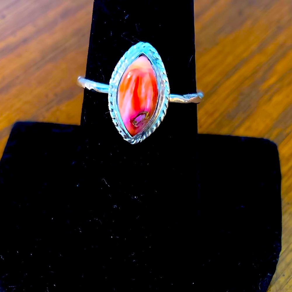 Elegant Sterling Silver and Orange Stone Ring
